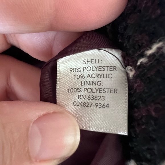 Christopher & Banks Merlot Black Red Plaid Curly/Tweed Zipped Vest - Picture 5 of 7